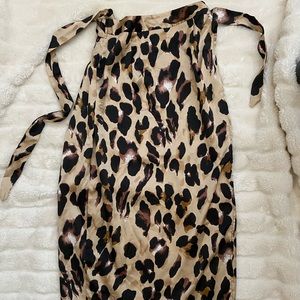 midi animal print satin wrap